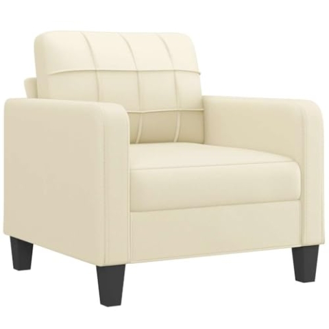 vidaXL Sessel, Fernsehsessel mit Metallgestell, Relaxsessel für Wohnzimmer, Sofa Polstersessel Relaxstuhl Kunstledersessel, Creme Kunstleder