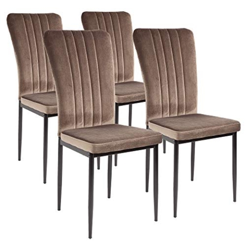 ALBATROS Esszimmerstühle mit Samt-Bezug 4er Set Modena, Braun - Stilvolles Vintage Design, Samt-Bezug, SGS geprüfter Polsterstuhl - Moderner Küchenstuhl, Stuhl Esszimmer oder Esstisch Stuhl…