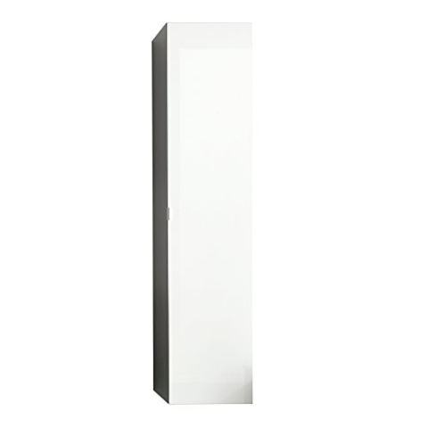 trendteam smart living - Beach - Hochschrank - Grau/Weiß Hochglanz - Badschrank für Wandmontage mit großzügigem Innenspiegel - (BxHxT) 35 x 157 x 31 cm - Soft-Close-Funktion - 3 Einlegeböden