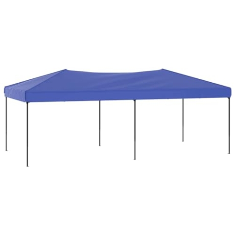 vidaXL Partyzelt Festzelt Camping Pavillon Faltpavillon Gartenzelt Grillzelt Terrasse Gartenpavillon Stahlrahmen Faltbar Blau 3x6m