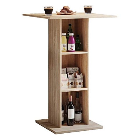 VCM Holz Bartisch | Stehtisch | Maße ca. H. 108 x 70 x 70 cm | hoher Tisch - Standos Sonoma-Eiche
