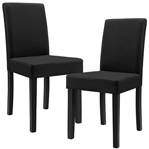 [en.casa] Esszimmerstühle Hamburg 2er Set Küchenstühle Kunstleder Polsterstuhl 89 x 43 x 54 cm Holzbeine Schwarz