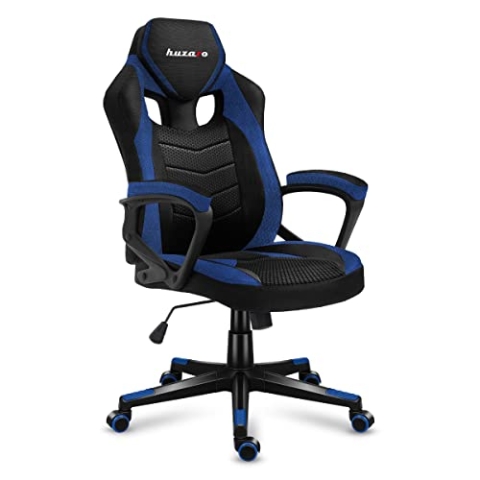 huzaro Force 2.5 Blue Mesh | Gaming Stuhl Bürostuhl Computerstuhl PC Chair Ergonomischer | Zocker Gamer | Höhenverstellbar drehbar mit Wippfunktion | bis 140 kg belastbar | Stoff | Schwarz Blau