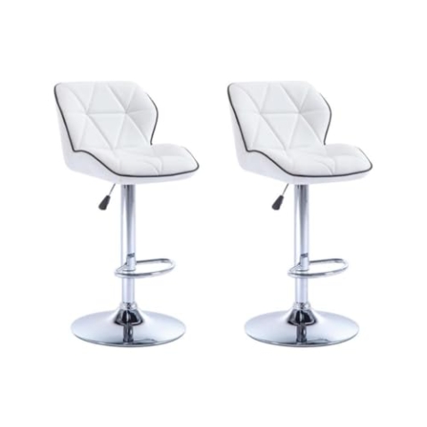 Vente-unique-Barhocker 2er-Set höhenverstellbar - Kunstleder - Weiß - Calvin