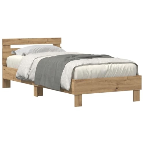 vidaXL Modernes Massivholz Eichenbettgestell Einzelgröße 90 x 200 cm Hochwertige Verarbeitung Einfache Montage Stylische Möbel für Schlafzimmer Langlebiges Design