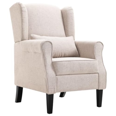 vidaXL Sessel Relaxsessel Armsessel Polstersessel Loungesessel Ruhesessel Fernsehsessel Ohrensessel Sofastuhl Relaxstuhl Stuhl Esszimmer Beige Stoff