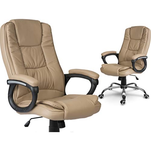 Sofotel Schreibtischstuhl Bürostuhl Drehstuhl Höhenverstellbar Armlehnen Weich Stuhl Arbeitszimmer Gummierte Rollen Porto Beige