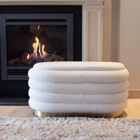 Milton & Oldbrook Bouclette Pouf + Aufbewahrungsbox, Venedig, Weiß