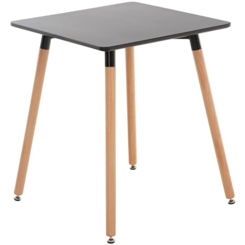 CLP Küchentisch Viborg I Esstisch Im Skandinavischen Design Für Wohnzimmer Mit MDF Tischplatte I Buchenholzgestell, Justierbare Bodenschoner, Farbe:schwarz, Größe:60 cm