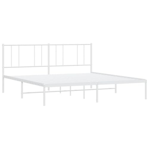 vidaXL Bettgestell, Bettrahmen mit Kopfteil Lattenrost, Metallbett Bett für Schlafzimmer, Doppelbett Gästebett, Metall Weiß 180x200cm