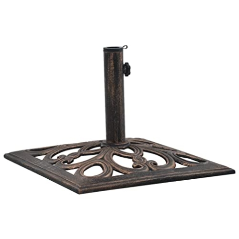 vidaXL Sonnenschirmständer Schirmständer Sonnenschirmfuß Schirmhalter Sonnenschirmhalter Sonnenschirm Ständer Quadrat Bronze 12kg 49cm Gusseisen