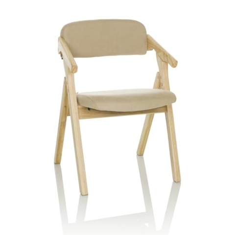 hjh OFFICE Holz-Klappstuhl gepolstert SCANDIO Besucherstuhl Faltstuhl aus Holz klappbar, bis 120 kg, Beige, 729443