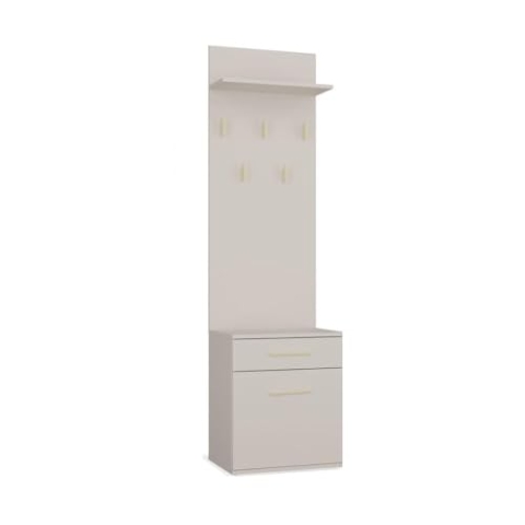 CDF Garderobe Duo | Farbe: Kaschmir (beige) | Großer Volumen | Kleiderbügel | Geräumiger Schuhschrank | Ideal für Diele, Flur | Praktische Ablagen | Modernes Aussehen