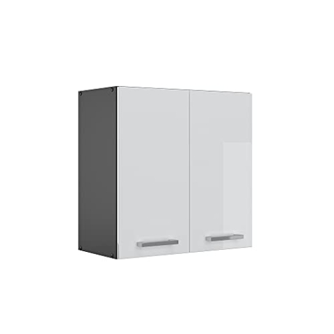 Vicco Hängeschrank R-Line, hängender Küchenschrank, Weiß Hochglanz/Anthrazit, 60 cm