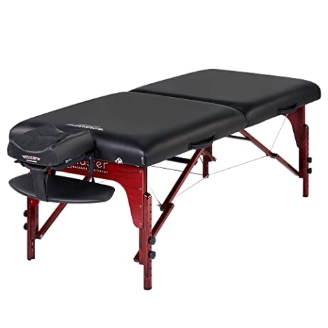 Master Massage 71cm Montclair Mobil Massageliege Klappbar Massagebett Massagebank Kosmetikliege Portable Beauty Bed Holzfüße Paket Schwarz