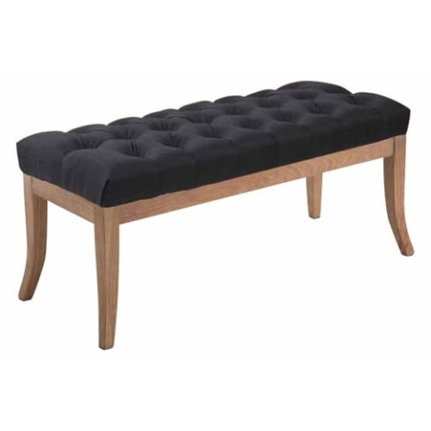 CLP Sitzbank Ramses mit hochwertiger Polsterung und Stoffbezug I Bank mit antik-Hellen Holzbeinen I Holzbank mit Einer Sitzhöhe von: 46 cm, Farbe:schwarz, Größe:100 cm
