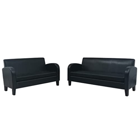 vidaXL Sofa Set 2-TLG. Kunstleder Schwarz Couch Sofagarnitur Polstersofa