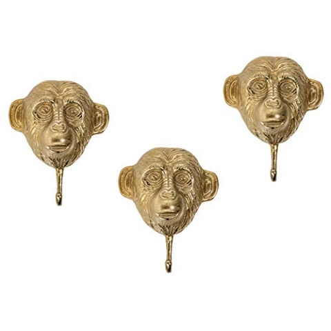 Riess Ambiente Extravagantes 3er Set Kleiderhaken Three Apes 25cm Gold Handarbeit Wandgarderobe Garderobe