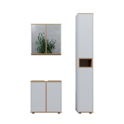 Vicco Badmöbel-Set Didi, Badezimmerschrank-Set, Weiß/Artisan, 3 Teile mit Hochschrank