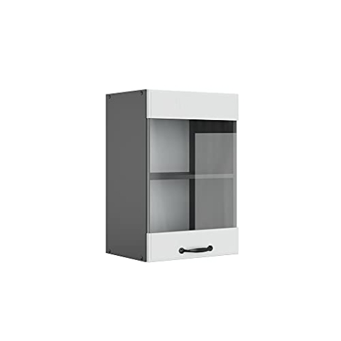Vicco Küchenglasschrank R-Line, Glashängeschrank, Weiß Landhaus/Anthrazit, 40 cm