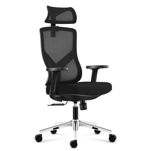 MARK ADLER Manager 3.3 Black | Ergonomischer Bürostuhl Drehsessel Chefsessel | 130 kg belastbar | Höhenverstellbar | Verstellbare Armlehnen Rückenlehne Kopfstütze | Stoff | Homeoffice Büro | Schwarz