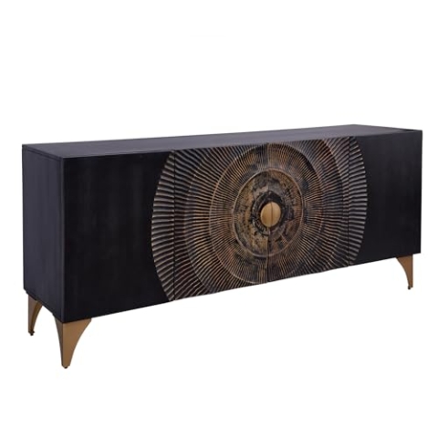 Riess Ambiente Handgearbeitetes Sideboard GOLDEN Sunset - 180cm - schwarz Gold Mangoholz