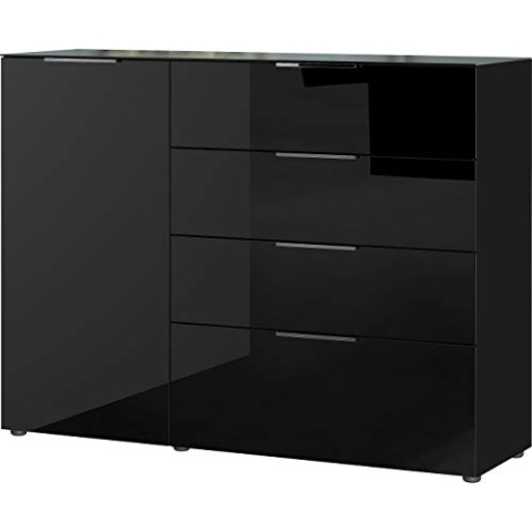 Germania Sideboard 3697-83 GW-Oakland, in Schwarz, mit Glasauflage, 134 x 102 x 42 cm (BxHxT)