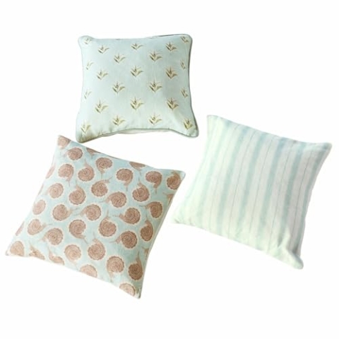 Loberon Kissenhülle 3er Set Père, Natur-inspirierte Muster, Angenehme Weichheit, Unterschiedliche Print, Kissenbezüge, Wohn-Accessoires, Baumwolle, bunt