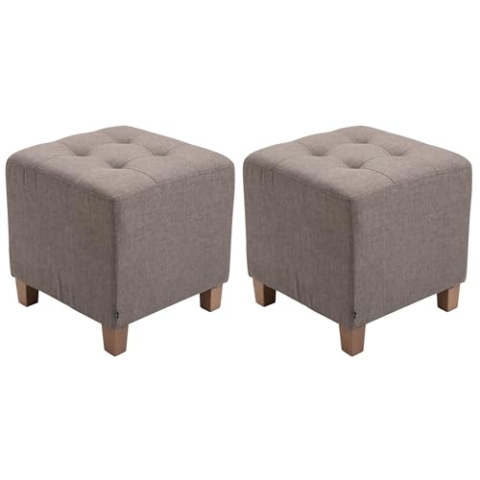 CLP 2er Set Sitzhocker Pharao mit Stoffbezug I Sitzwürfel mit hochwertiger Polsterung und Bodenschonern, Farbe:Taupe