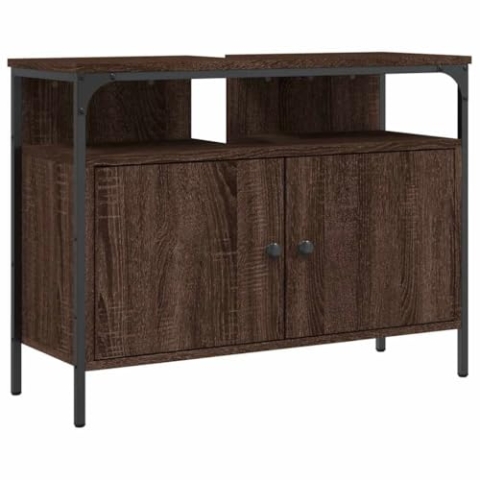 vidaXL Waschbeckenunterschrank, Waschbeckenschrank mit viel Stauraum, Unterschrank für Waschbecken Waschtisch, Badschrank Badezimmerschrank Badmöbel, Braun Eichen-Optik Holzwerkstoff