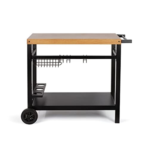 Servierwagen für Plancha schwarz/Holz - gs131