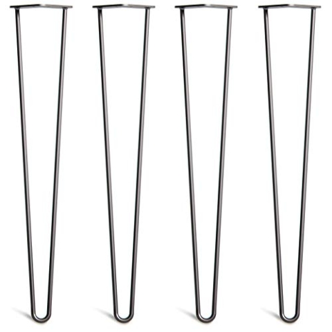 The Hairpin Leg Co. 4X Haarnadel-Tischbeine: Doppel-Schweiß Stahl, Schrauben, Anleitung, Schutzfüße. Klassischer 10mm 2 Stangen Stil. 71cm Schwarz