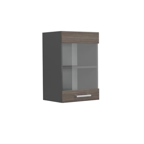 Vicco Küchenglashängeschrank R-Line, Glashängeschrank, Edelgrau, 40 cm