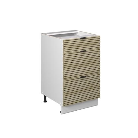 Vicco Küchenschränke Fame-Line, Schubladenschrank für die Küche, Eiche Paneel, 50 cm ohne Arbeitsplatte