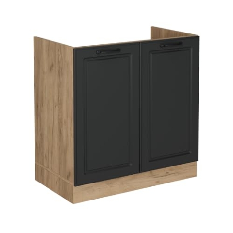 Vicco Spülenunterschrank R-Line, Anthrazit Landhaus, 80 cm ohne Arbeitsplatte