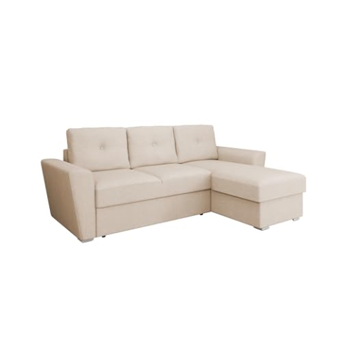 PANDA MÖBEL Ecksofa in L-Form Bellano - Links oder rechts montierbar, Beige