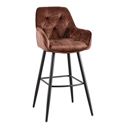 riess-ambiente.de Design Barhocker Milano braun Samt Barstuhl mit Chesterfield Steppung