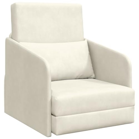 vidaXL Boden-Sofa-Bett 2 In 1 Creme Verstellbare Armlehnen Kompakt Velvet Komfort Für Wohnzimmer Schlafzimmer Weiches Polster Modern Multifunktional