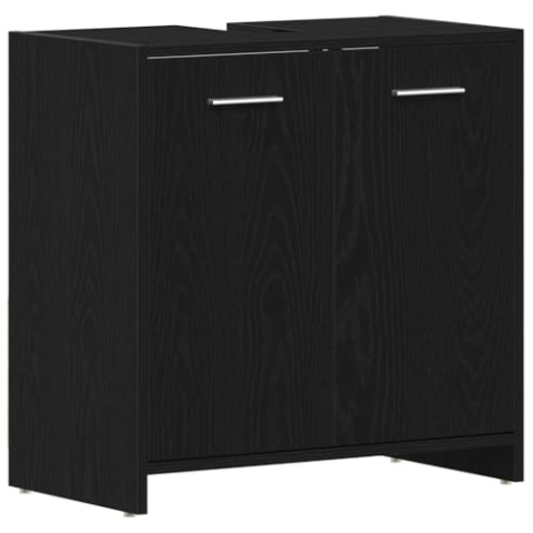 vidaXL Waschbeckenunterschrank Schwarz Eichen-Optik 60x33x60 cm, Waschtisch, Waschbeckenunterschrank, Waschtisch Unterschrank, Waschtischunterschrank