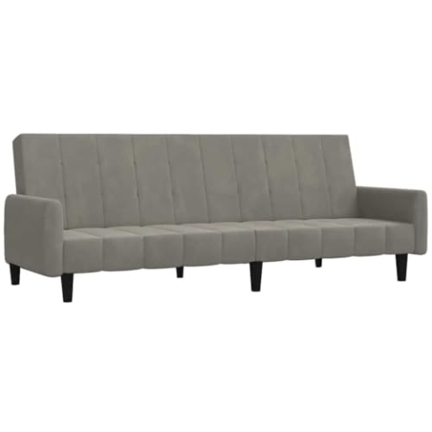 vidaXL Schlafsofa 2-Sitzer, Schlafcouch für Wohnzimmer Heimkino Büro, Gästebett mit Holzrahmen, Sofabett Tagesbett Couch Sofa Ausziehbar, Hellgrau Samt