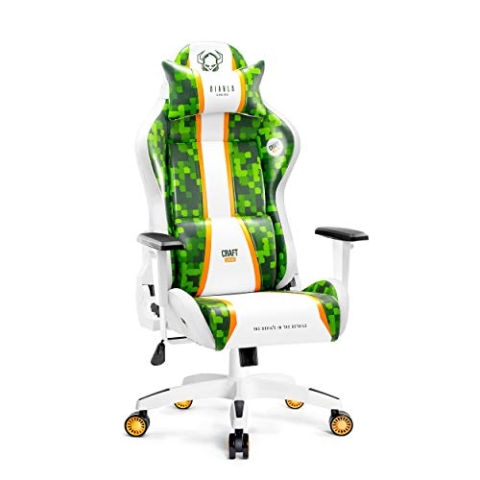 Diablo X-One 2.0 Gaming Stuhl Gamer Chair Bürostuhl Schreibtischstuhl Verstellbare Armlehnen Ergonomisches Design Nacken/-Lendenkissen Wippfunktion Craft Normal (L)