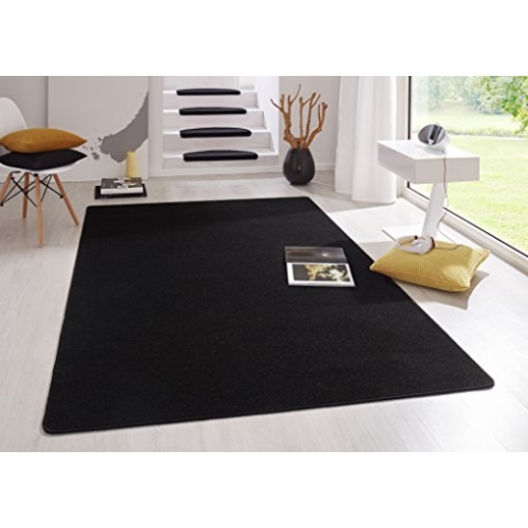 Hanse Home Indoor Teppich Fancy – Wohnzimmerteppich einfarbig Modern Velours Teppich für Esszimmer, Wohnzimmer, Kinderzimmer, Flur, Schlafzimmer, Küche – Schwarz, 200x280cm