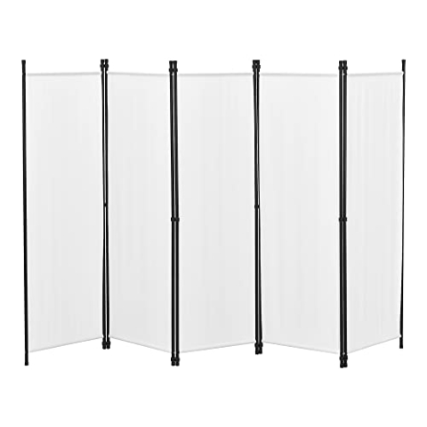 Raumteiler Huesca 5-teilig 250x171cm Paravent Trennwand 5-TLG. Sichtschutz Stellwand Spanische Wand Weiß