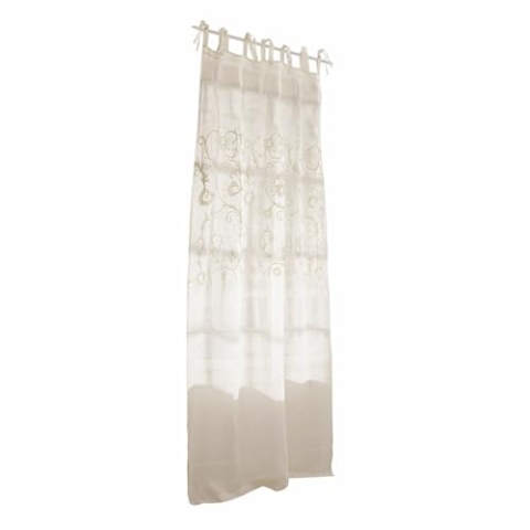 Loberon Gardine Judie, mit zarter Stickerei, romantischer Look, Befestigung durch dekorative Bindebänder, charmanter Sichtschutz, Leinen, Creme