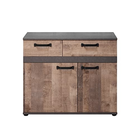 trendteam smart living - Kommode Schrank - Wohnzimmer - Stripe - Aufbaumaß (BxHxT) 100 x 83 x 41 cm - Farbe Matera mit Eiche Tabak - 194786048