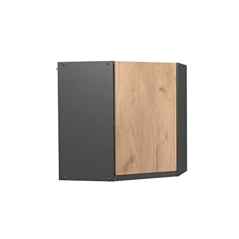 Vicco Eckhängeschrank R-Line, Küchen-Eckschrank, Goldkraft Eiche/Anthrazit, 57 cm J-Shape