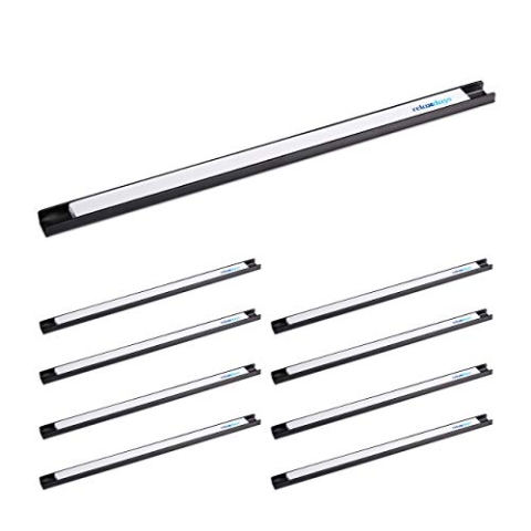 Relaxdays 9 x Magnetleiste, für Werkzeug, stark magnetisch, Werkstatt, Garage, Büro, Werkzeugleiste, 45 cm, Stahl, schwarz/weiß