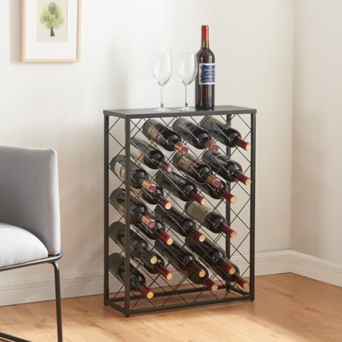 [en.casa] Weinregal Taivassalo Flaschenregal Metall Weinhalter für 25 Flaschen Schwarz Flaschenaufbewahrung Weinflaschenregal 71,5 x 53 x 20 cm