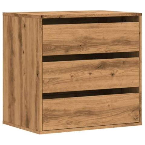 vidaXL Kommode, Sideboard mit 3 Schubladen, Schubladenschrank Schrank für Wohnzimmer, Anrichte Flurschrank Beistellschrank, Artisan-Eiche Holzwerkstoff