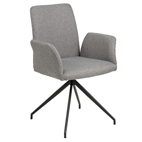 AC Design Furniture Naila Carver Esszimmerstuhl, H: 88 x B: 59 x T: 59 cm, Hellgrau/Schwarz, Stoff/Metall, 1 Stk.
